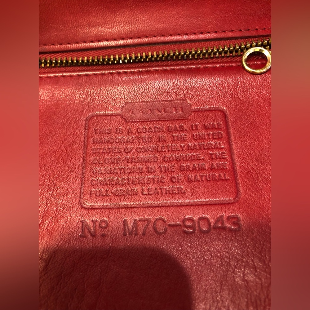 Vintage Coach Hard To Find Red Leather Geometric Bag #9043 Handbag With Hangtag - Picture 16 of 16